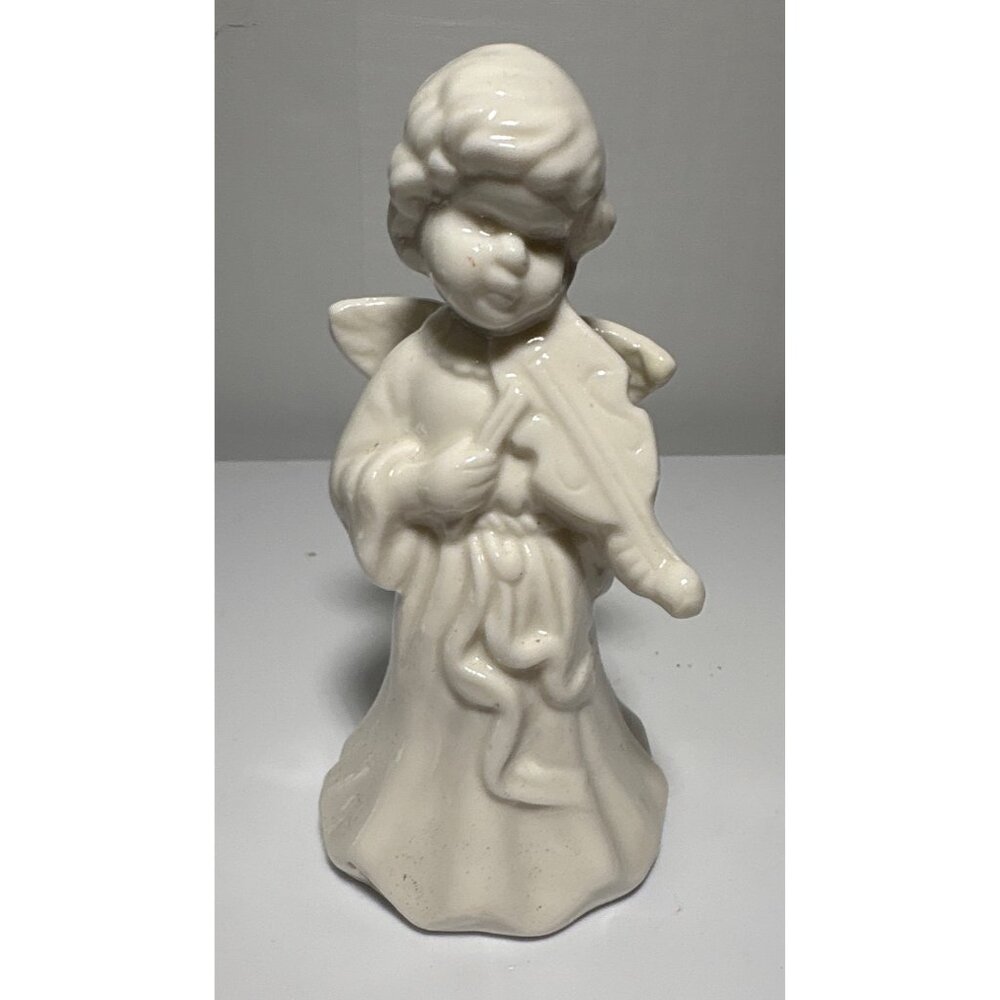 Set Of 3 Angel Figurines With Stained Glass Gold Mesh & Ceramic Design - Picture 3 of 8